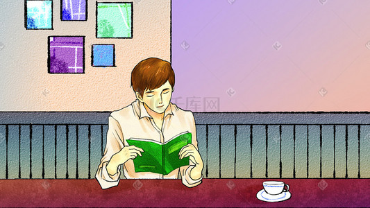 咖啡厅插画背景图