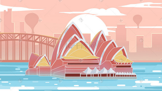 地点标志插画图片_景标地点之悉尼剧院