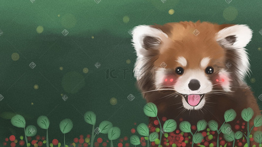 可爱动物插画图片_可爱动物小熊猫手绘