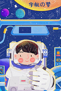 外宇宙插画图片_卡通宇宙宇航员太空宇宙飞行宇航日