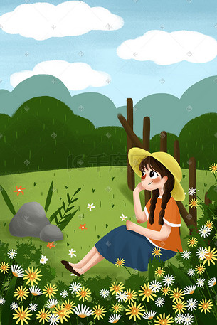 春天春季女孩赏花花海浪漫唯美小清新