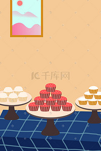宴会插画图片_蛋糕美食甜品场景插画