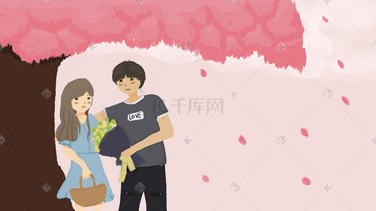 幸福的情侣插画图片_旅行故事5-甜蜜的情侣旅行