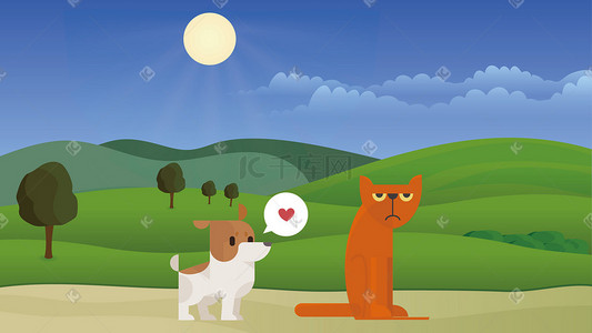 爱心斑点狗插画图片_动物之表示爱心的的小狗