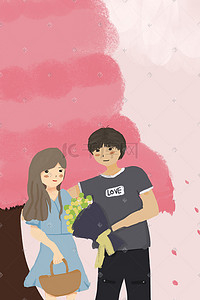 幸福的情侣插画图片_旅行故事5-甜蜜的情侣旅行竖图