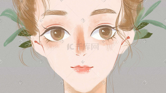 女生文艺插画图片_手绘水彩质感唯美文艺少女