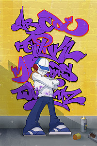 嘻哈演出海报插画图片_街头嘻哈涂鸦插画