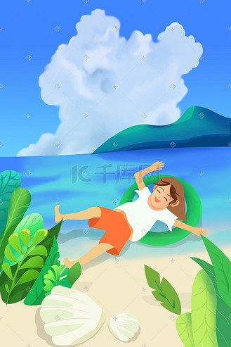51海边旅游小女孩在沙滩玩耍