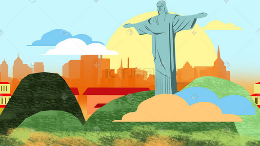 旅游著名插画图片_巴西著名地标插画