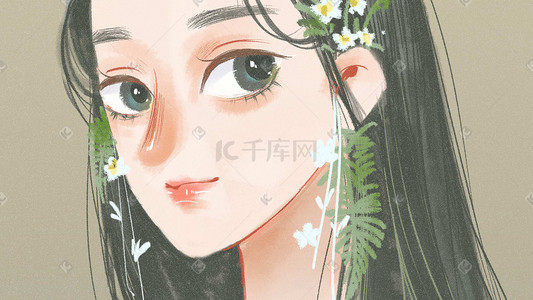 清新文艺少女插画图片_手绘水彩质感唯美文艺少女