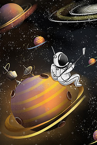 宇宙恒星插画图片_孤独而美丽的宇宙旅行