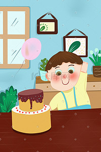 儿童卡通气球插画图片_儿童蛋糕气球可爱卡通