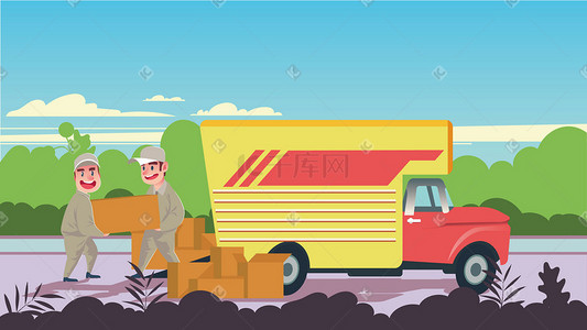 五一运输插画图片_货运运输场景插画