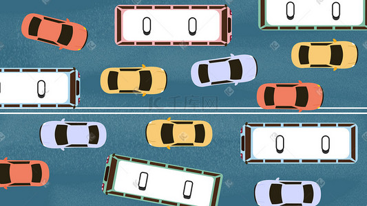 车辆交通插画图片_城市生活之早高峰的交通插画