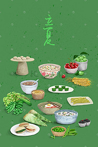 杰克与豌豆插画图片_中国24节气立夏食物