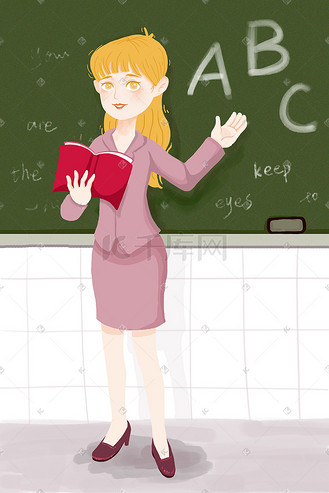 手绘英语老师讲课