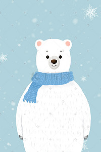 手绘系列插画图片_动物插画萌宠系列大白熊