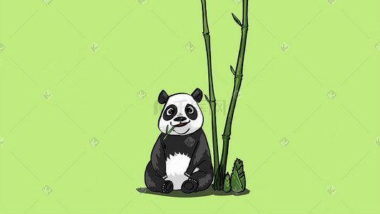 坐着吃竹子的大熊猫