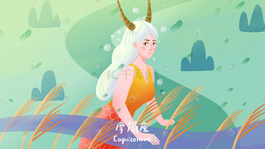 十二星座摩羯座插画
