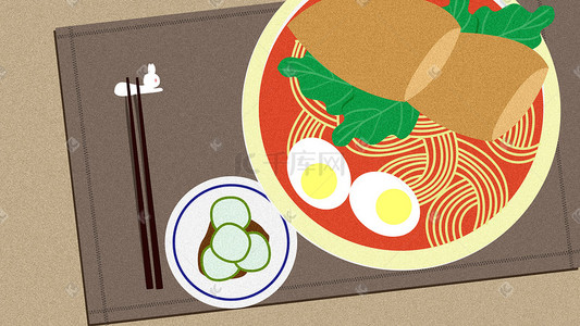 大米饭套餐插画图片_美食拉面套餐日式拉面