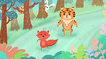 狐狸老虎兔子猴子森林狐假虎威手绘插画
