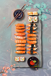 日本菜谱插画图片_垂涎欲滴的日本寿司