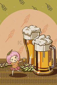 啤酒小妹插画背景图