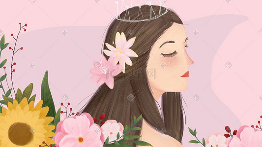 三月八号女神节插画图片_女神节女王节插画