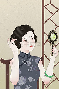 创意妇女节插画图片_38妇女节民国女人妩媚女人美女创意民国