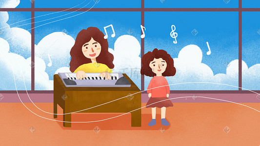 关于唱歌的图插画图片_小清新儿童教育唱歌插画