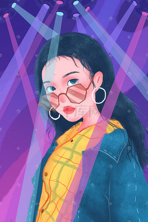 蹦迪手绘插画-蹦迪手绘配图-千库网