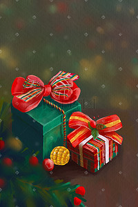 圣诞节平安夜礼盒插画图片_圣诞节平安夜礼物插画圣诞