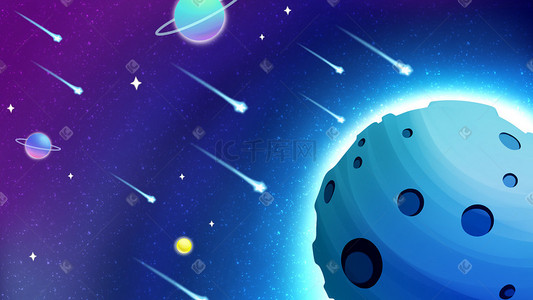 光点闪光插画图片_蓝色紫色宇宙星空插画背景