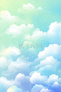 天空插画图片_蓝紫色系梦幻唯美小清新云雾天空背景