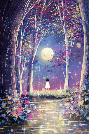 夜晚的天空夜空插画-夜晚的天空夜空配图-千库网