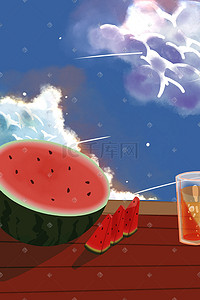 夏季美食西瓜插画图片_夏季卡通美食西瓜