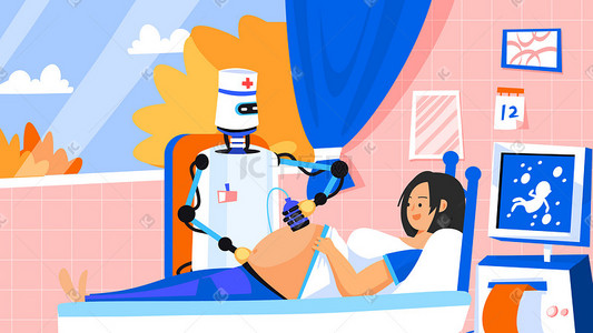 ppt人工智能插画图片_医疗健康人工智能机器人科技医疗横幅配图科技