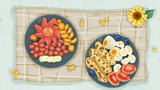 美食桌布插画图片_美食之一餐食减肥餐