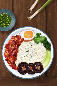 手绘美食插画图片_手绘美食台湾卤肉饭