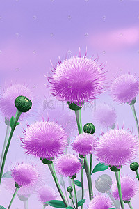 紫色花背景背景插画图片_紫色唯美治愈花朵花海背景