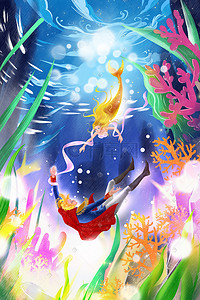 圣地亚哥系列插画图片_童话系列美人鱼海的女儿