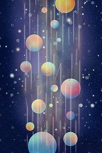 cdr图框插画图片_星球气球发光繁星点点闪闪背景深蓝色