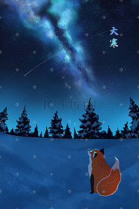 大寒积雪狐狸看星空