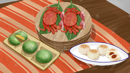 地方美食法国手绘插画图片_手绘地方美食特写插画