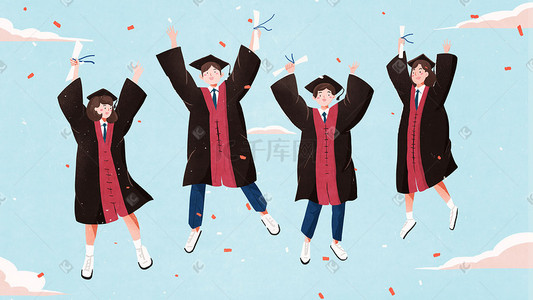 湘潭大学插画图片_毕业季跳跃到天空高考