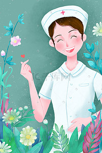 爱心手手绘插画图片_护士节护士比心手绘清新插画