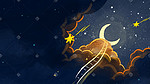 夜晚星空星星天空云月亮流星卡通背景