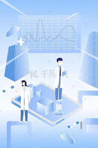 蓝色科技风医疗健康防护医生科技科普