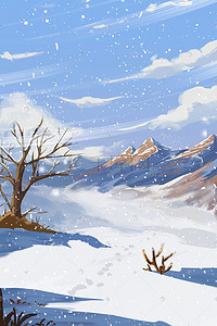 大雪冬至冬至立冬冬天风景插画雪景场景