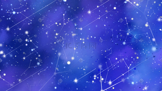 黄道12星座插画图片_蓝紫色系星空宇宙星座星星流星背景